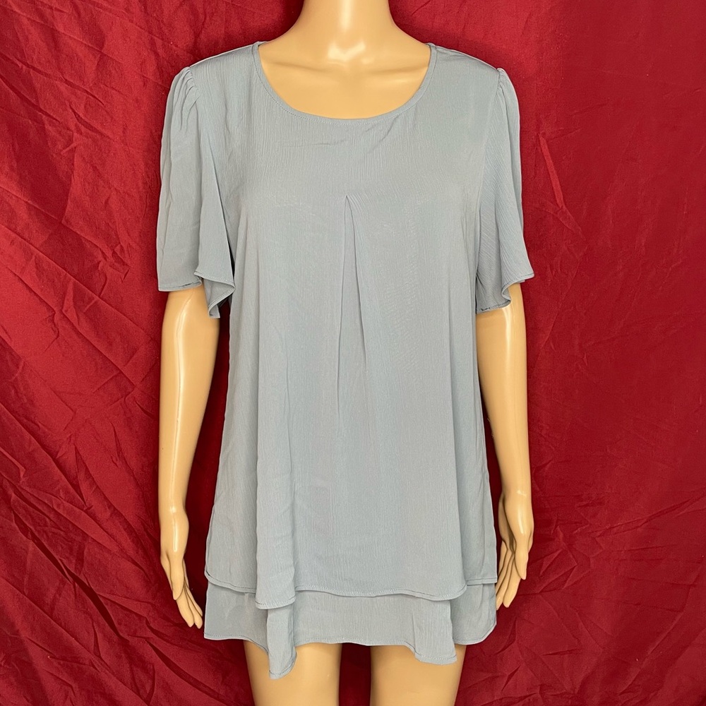 Gaharu Petal Sleeve Layered Chiffon Blouse Large